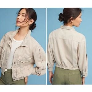 Anthropologie Hei Hei Ronan Camo Linen Cropped Jacket // Size‎ Large